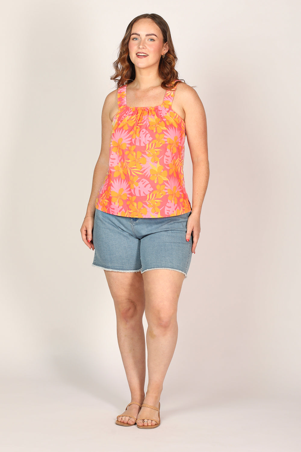 Clara Summer Top in Peach Jungle