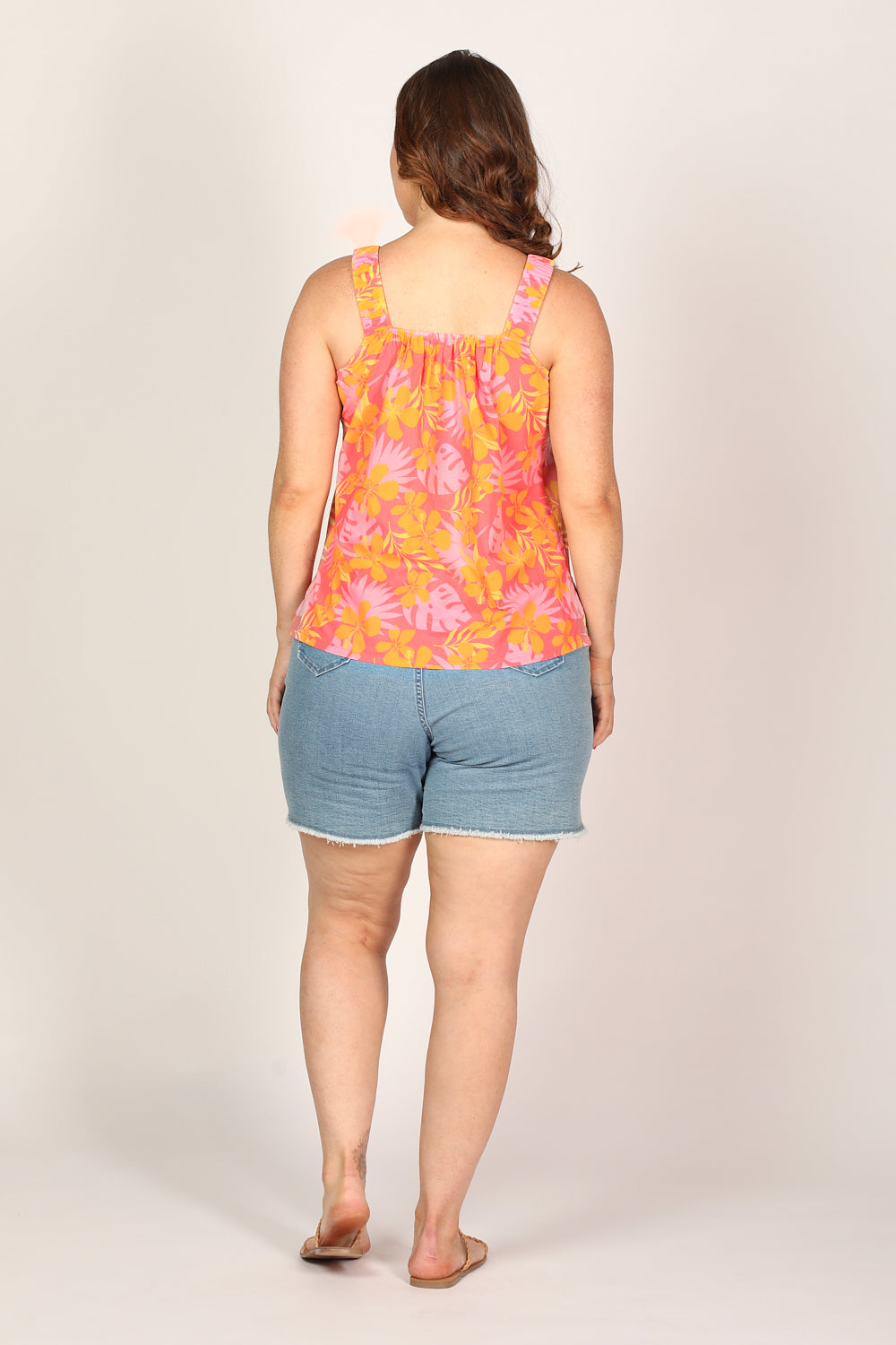 Clara Summer Top in Peach Jungle