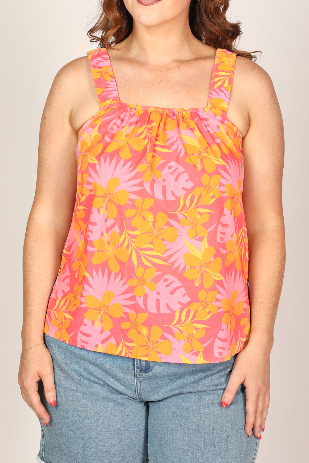 Clara Summer Top in Peach Jungle