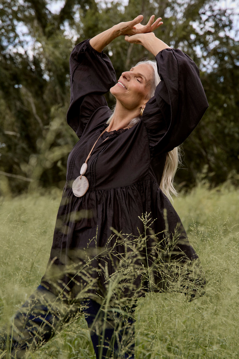 Coco Cotton Silk Blouse in Onyx