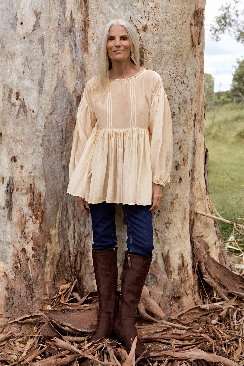 Coco Cotton Silk Blouse in Pearl
