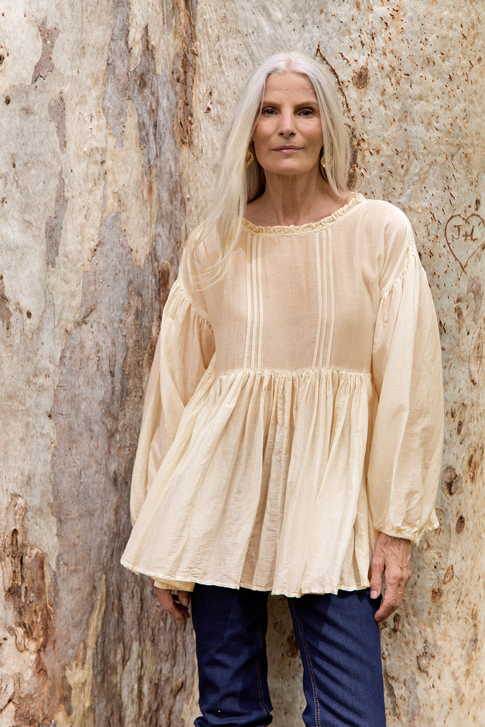 Coco Cotton Silk Blouse in Pearl