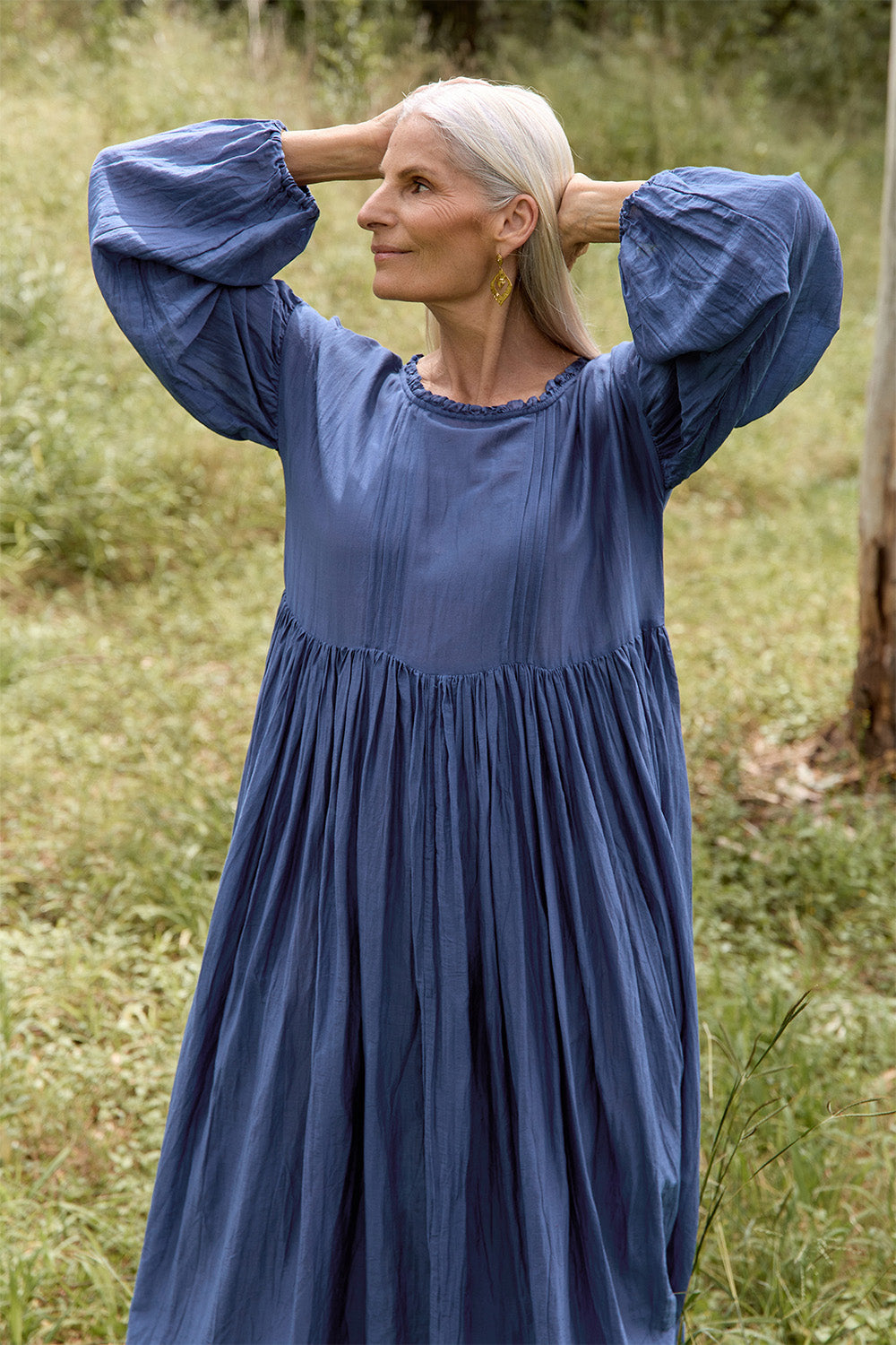 Coco Cotton Silk Dress in Tidal