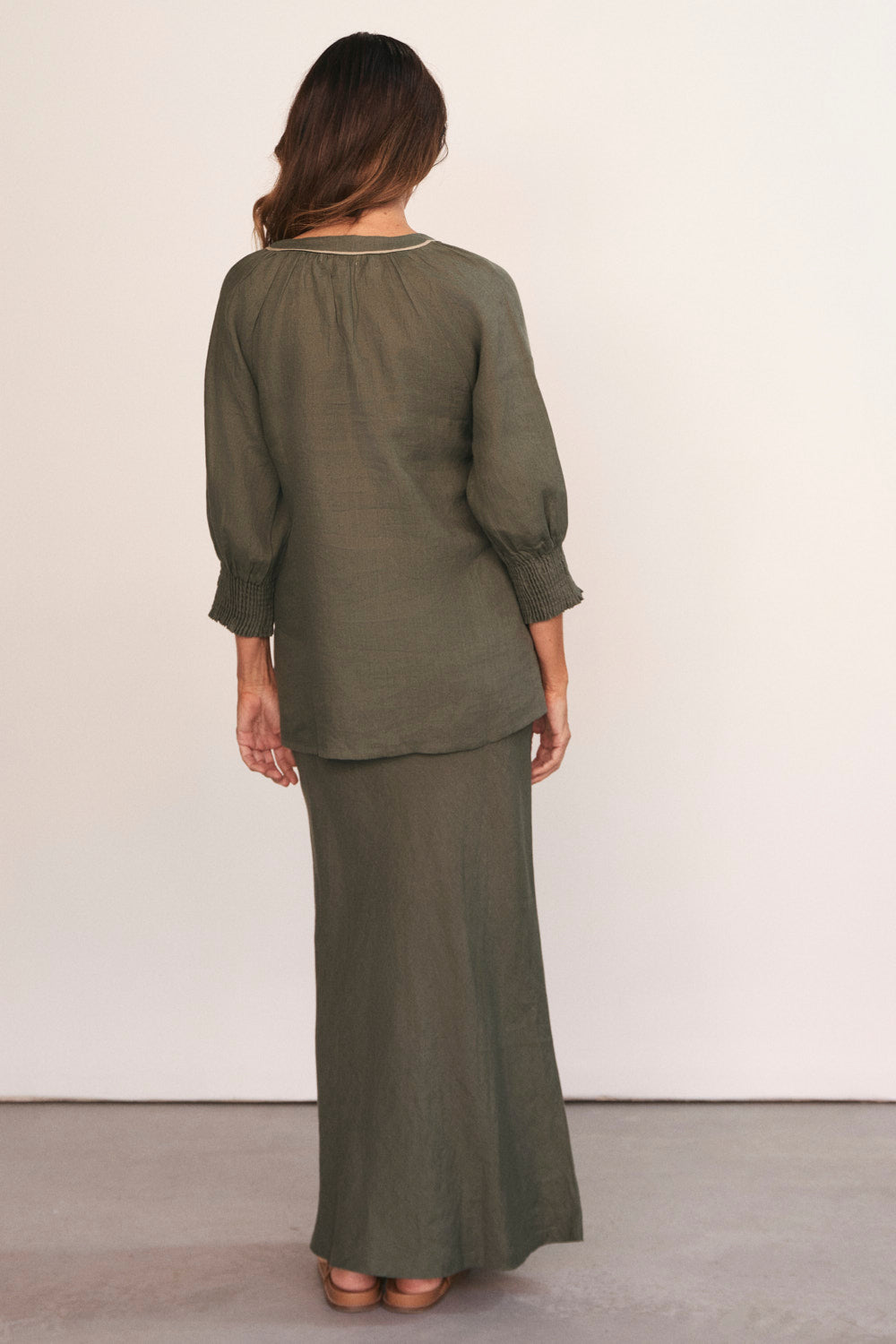 Katie Bias Cut Skirt in Dusty Sage