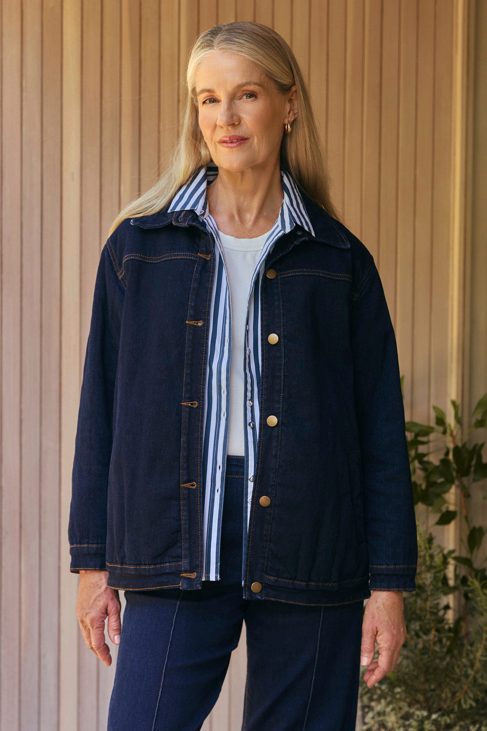 Denim Shacket in Dark Wash