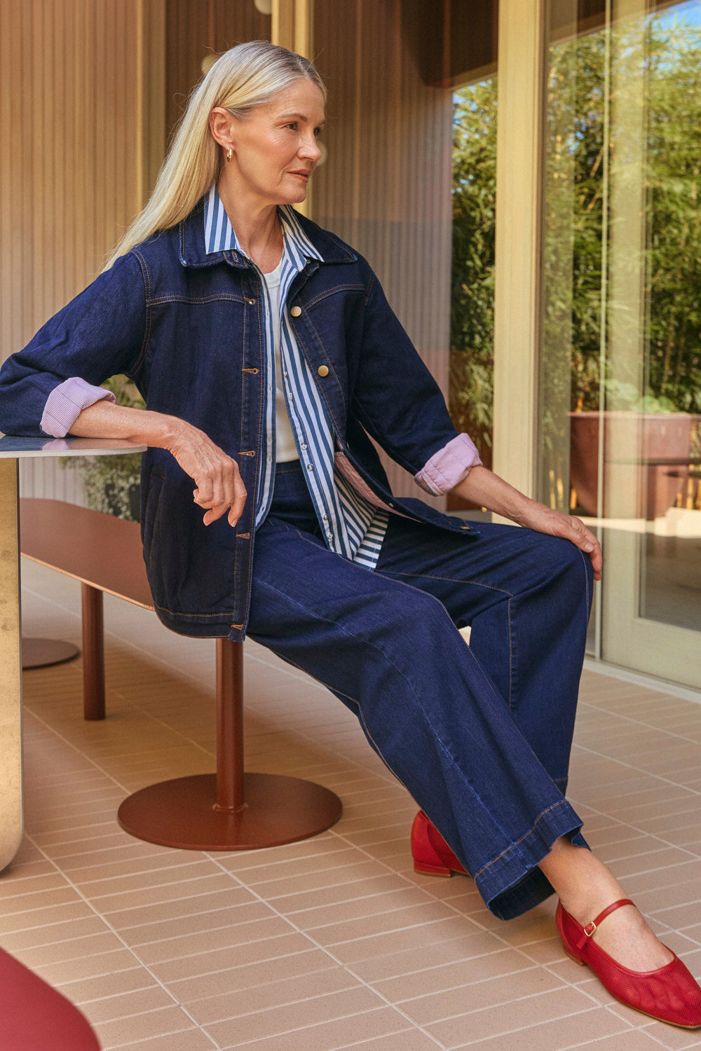 Denim Shacket in Dark Wash