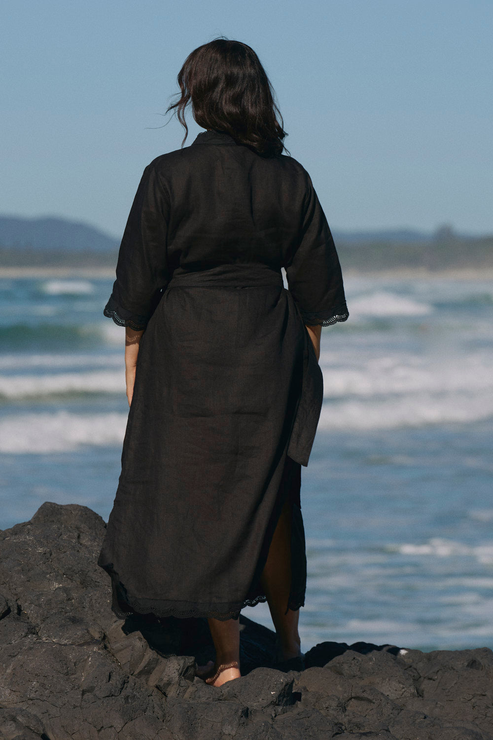 Tia Linen Tunic Dress in Black