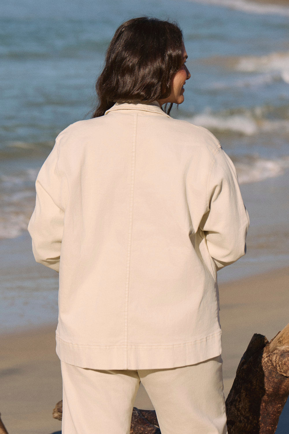 Hudson Denim Oversized Jacket in Stone