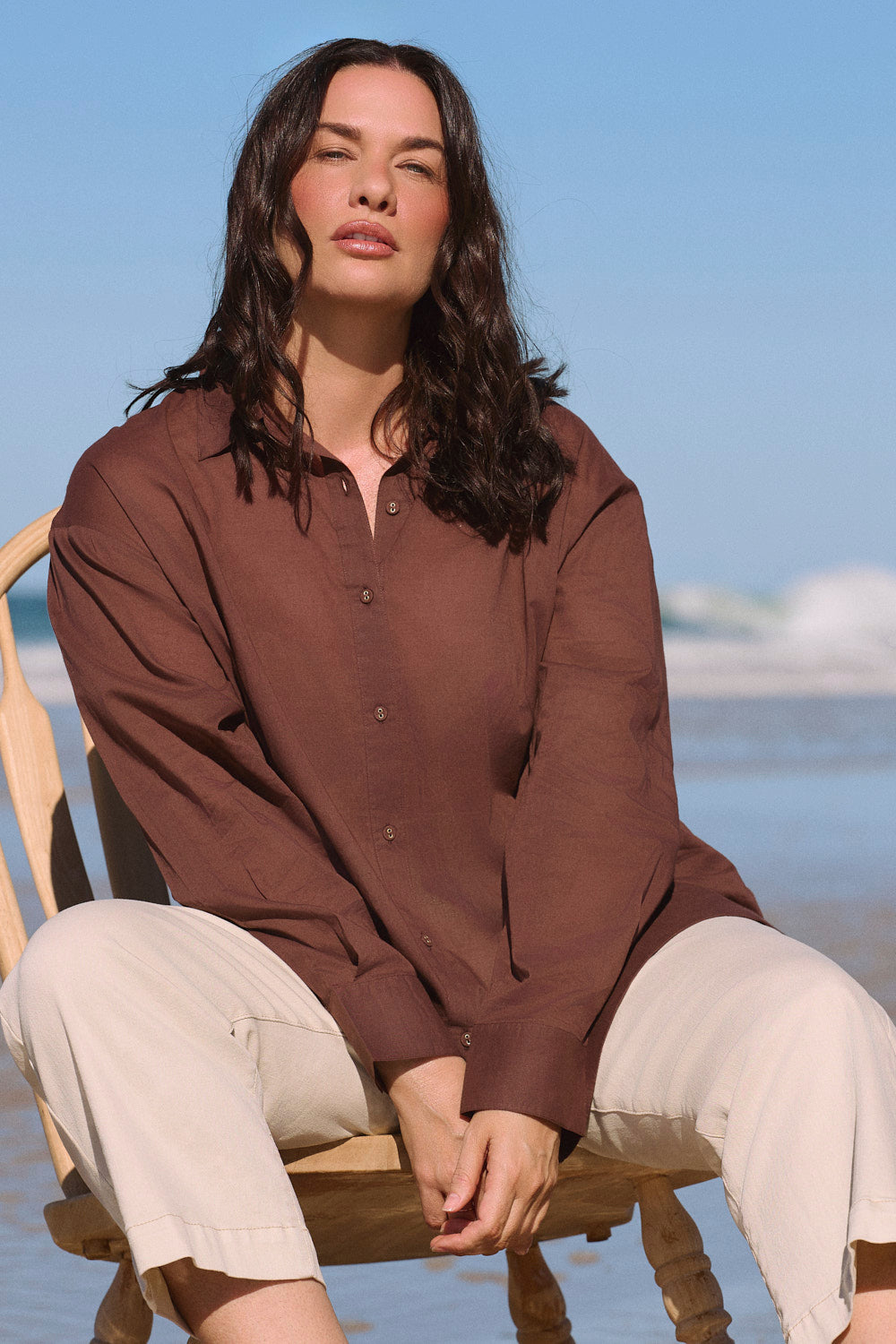 Raya Boxy Shirt in Chocolate