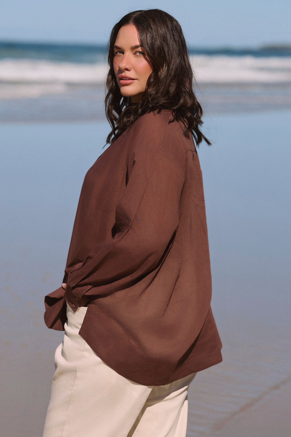 Raya Boxy Shirt in Chocolate