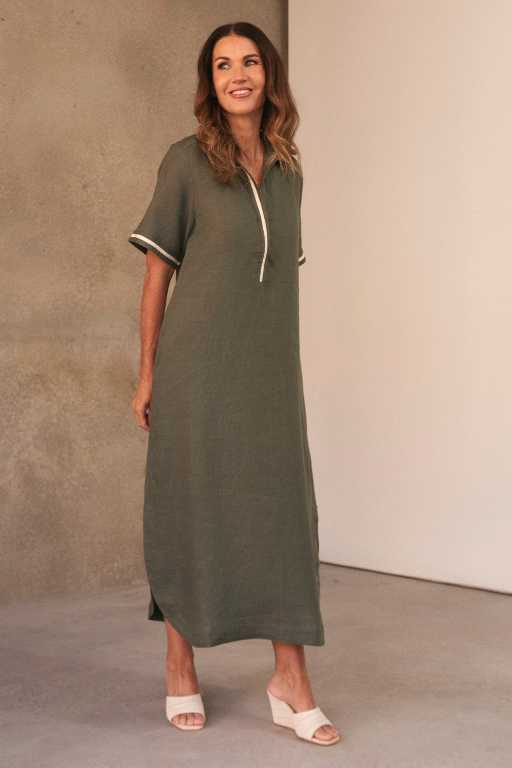 Ella Linen Dress in Dusty Sage
