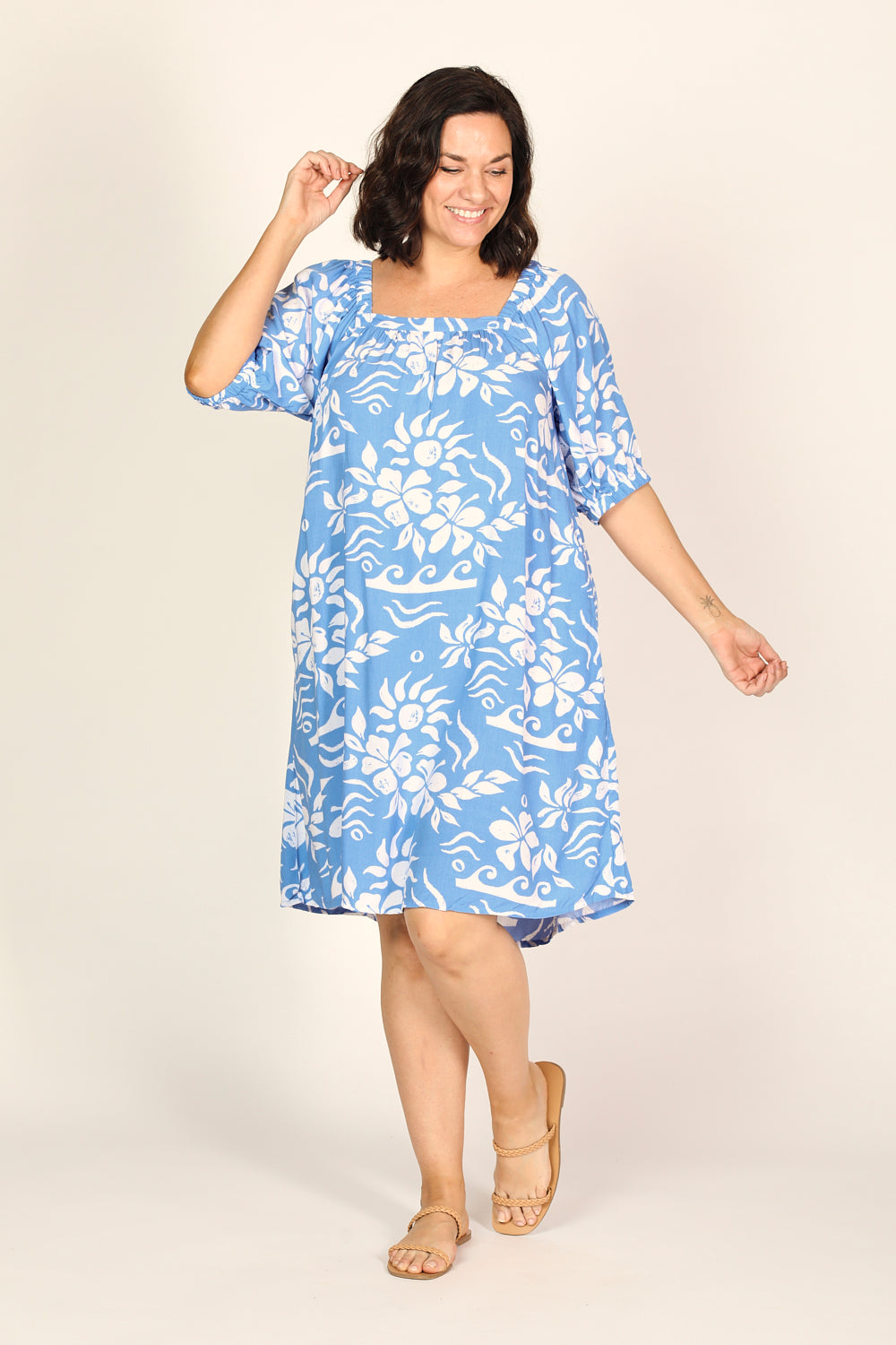 Elle Tunic Dress in Blue Horizon