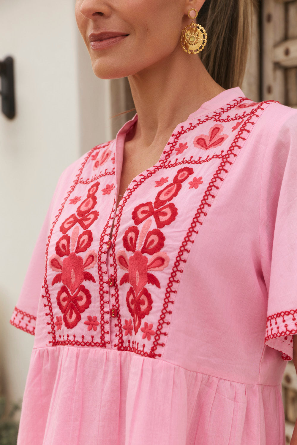 Elodie Flutter Sleeve Blouse in Rosita