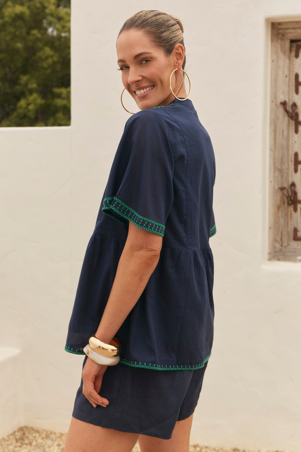 Elodie Flutter Sleeve Blouse in Samira, Blouse - Adrift Clothing