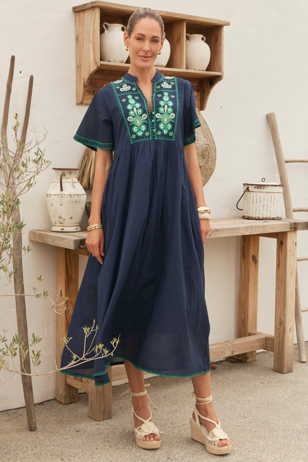 Elodie Flutter Sleeve Smock Dress in Samira