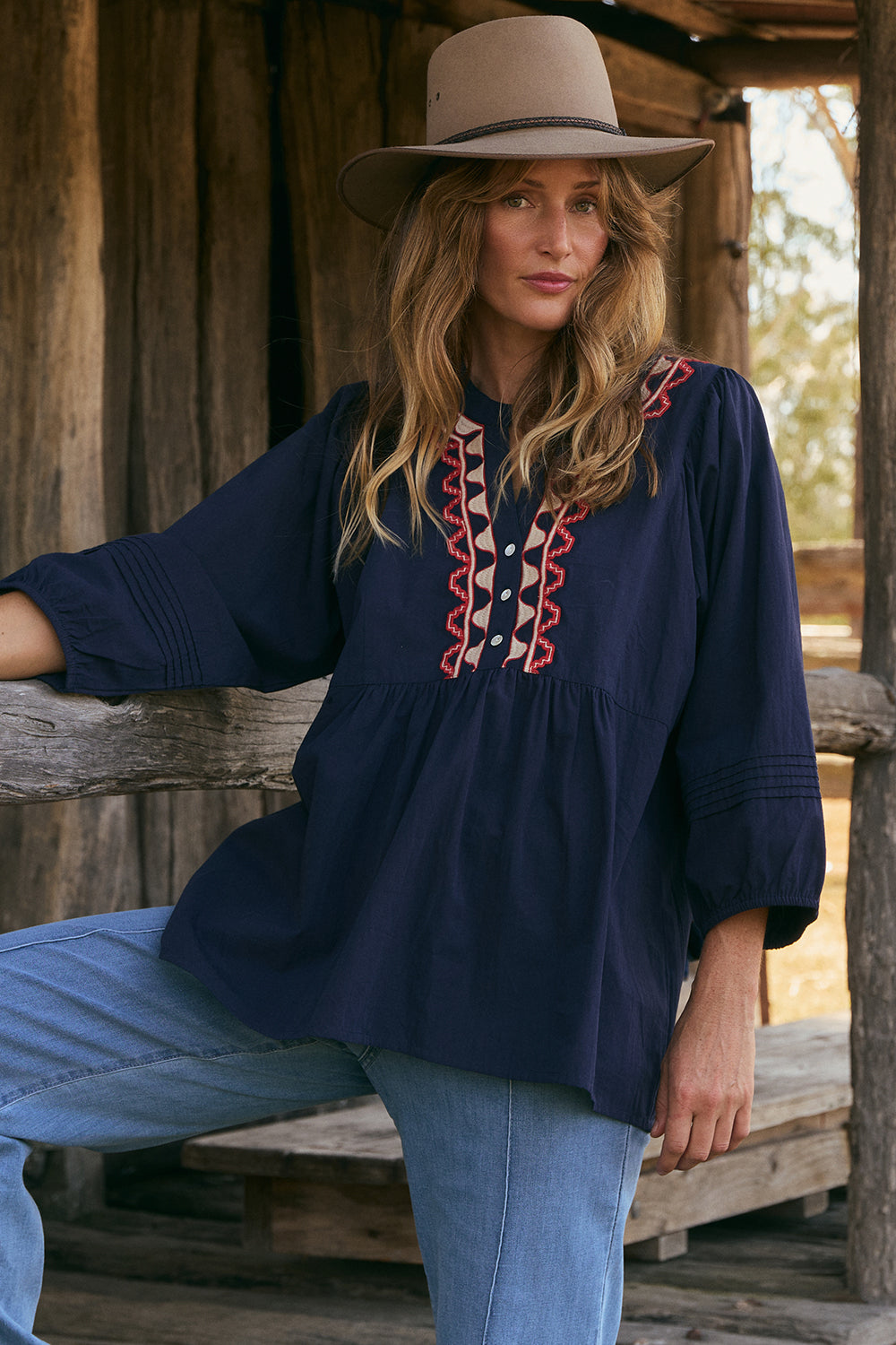 Elodie Smock Blouse in Nocturne