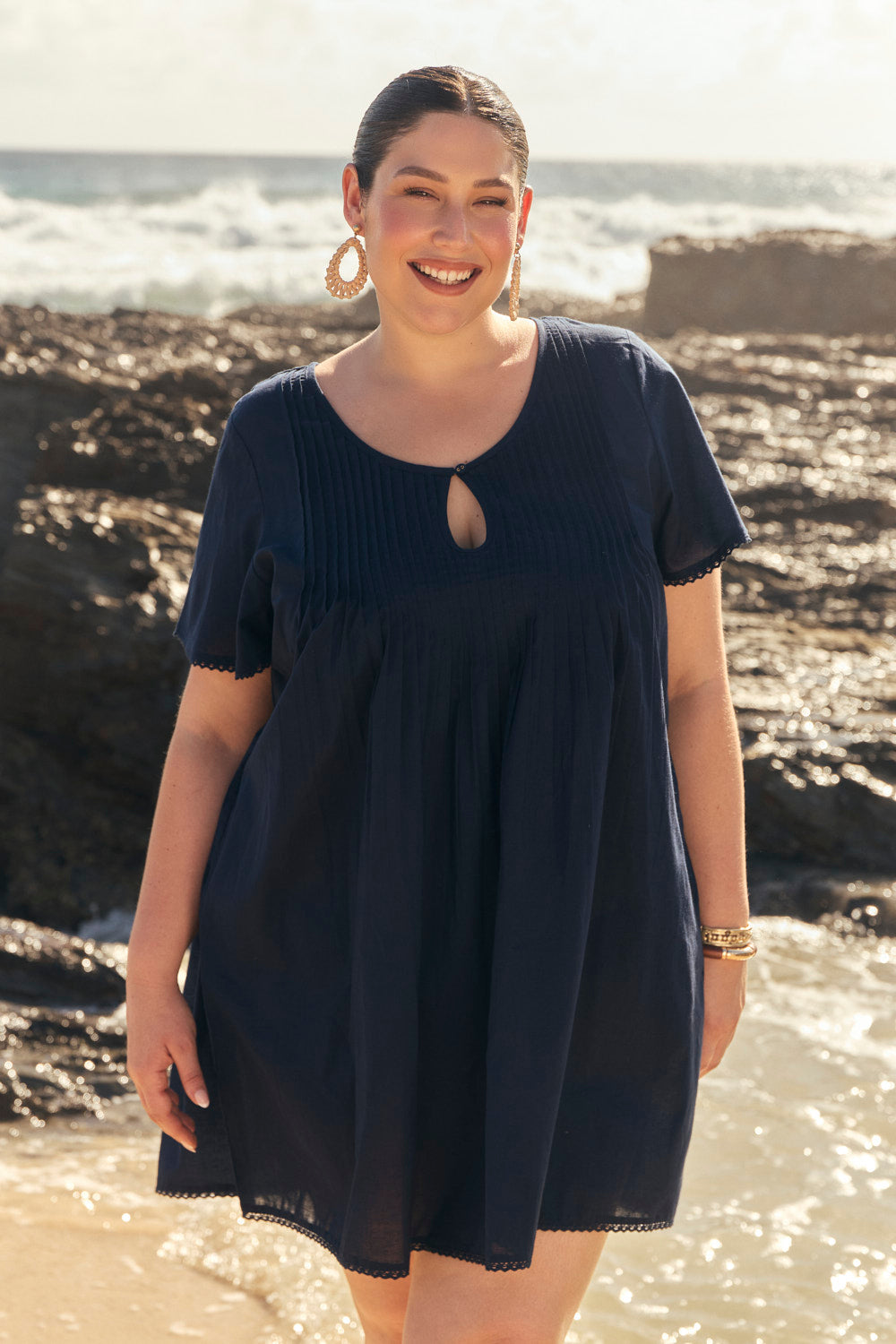 Elsa Pintuck Dress in Tidepool