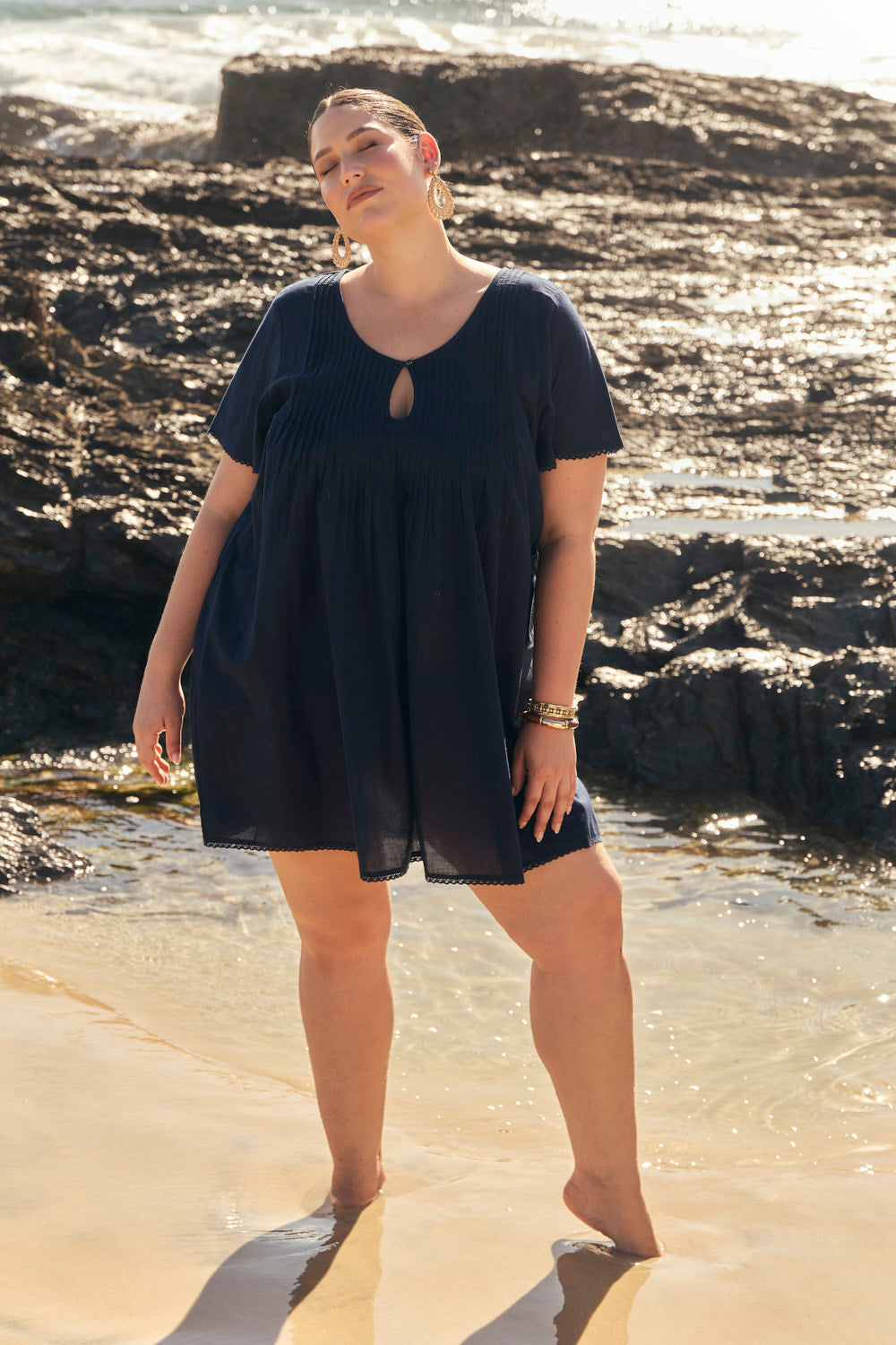 Elsa Pintuck Dress in Tidepool