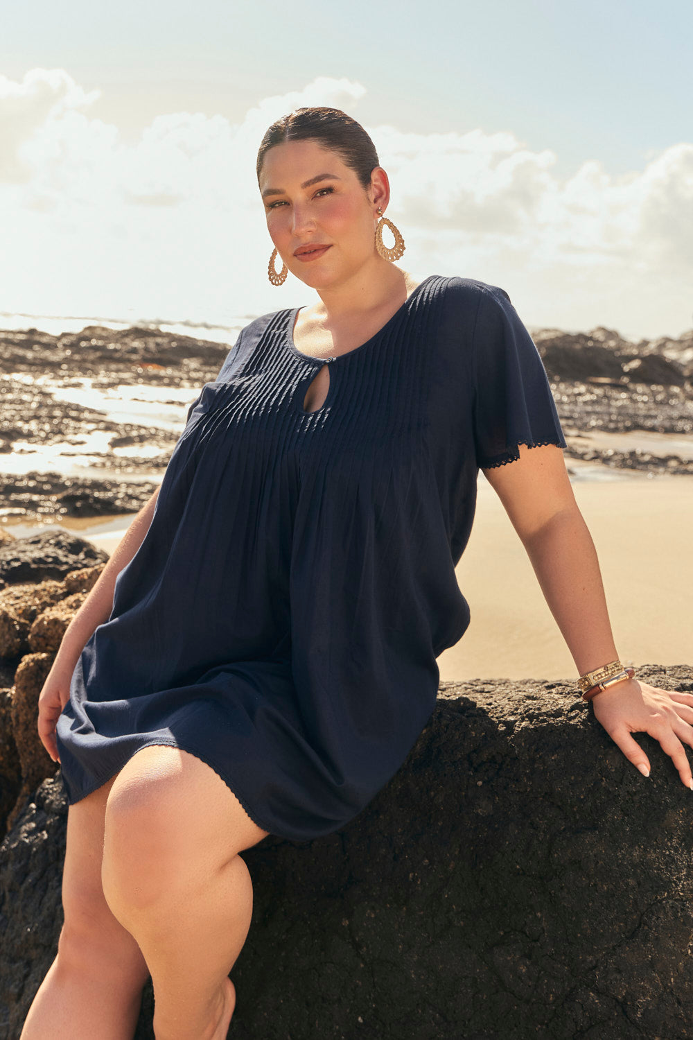 Elsa Pintuck Dress in Tidepool