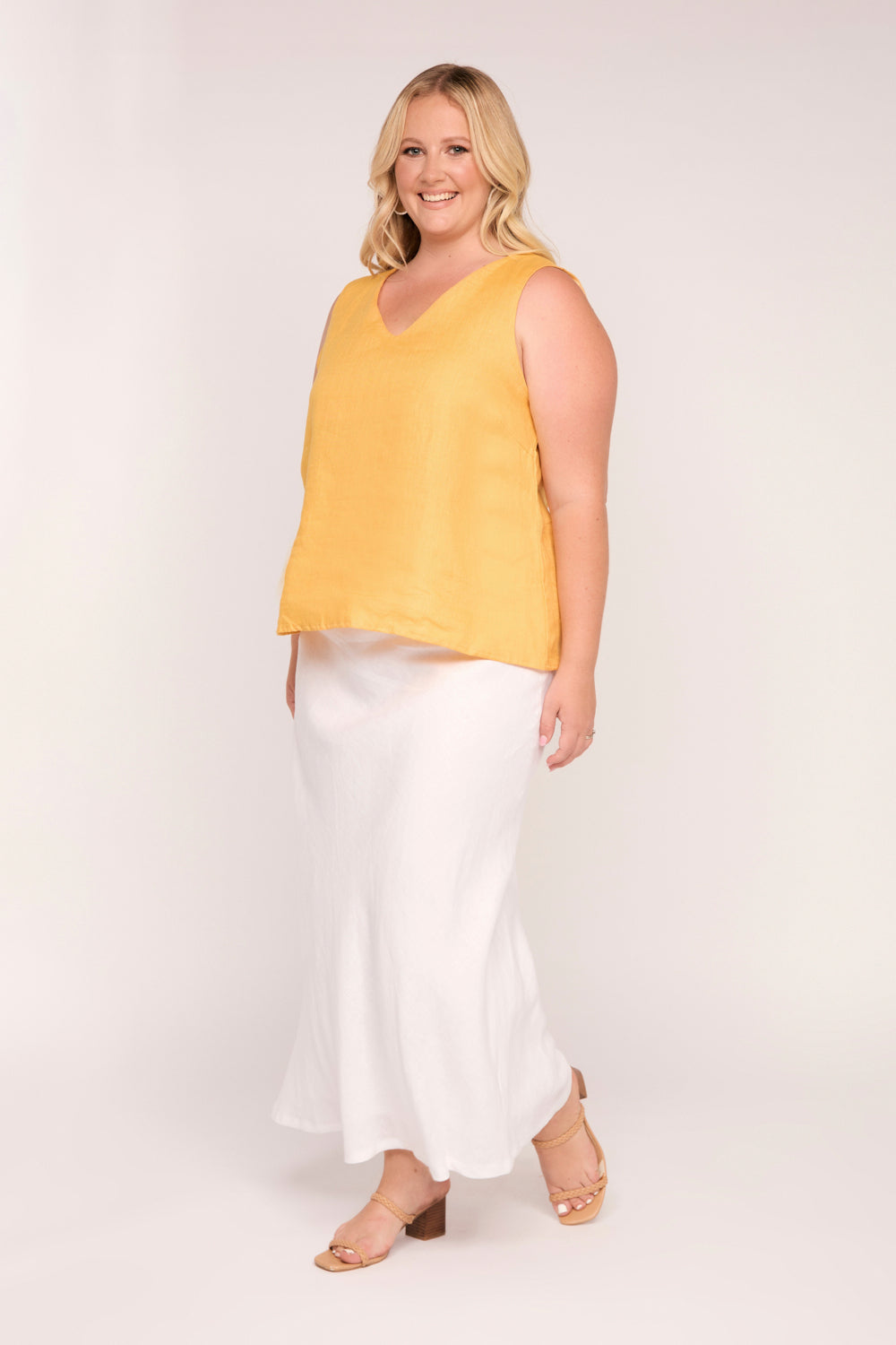 Ember Linen Cami in Golden Hour