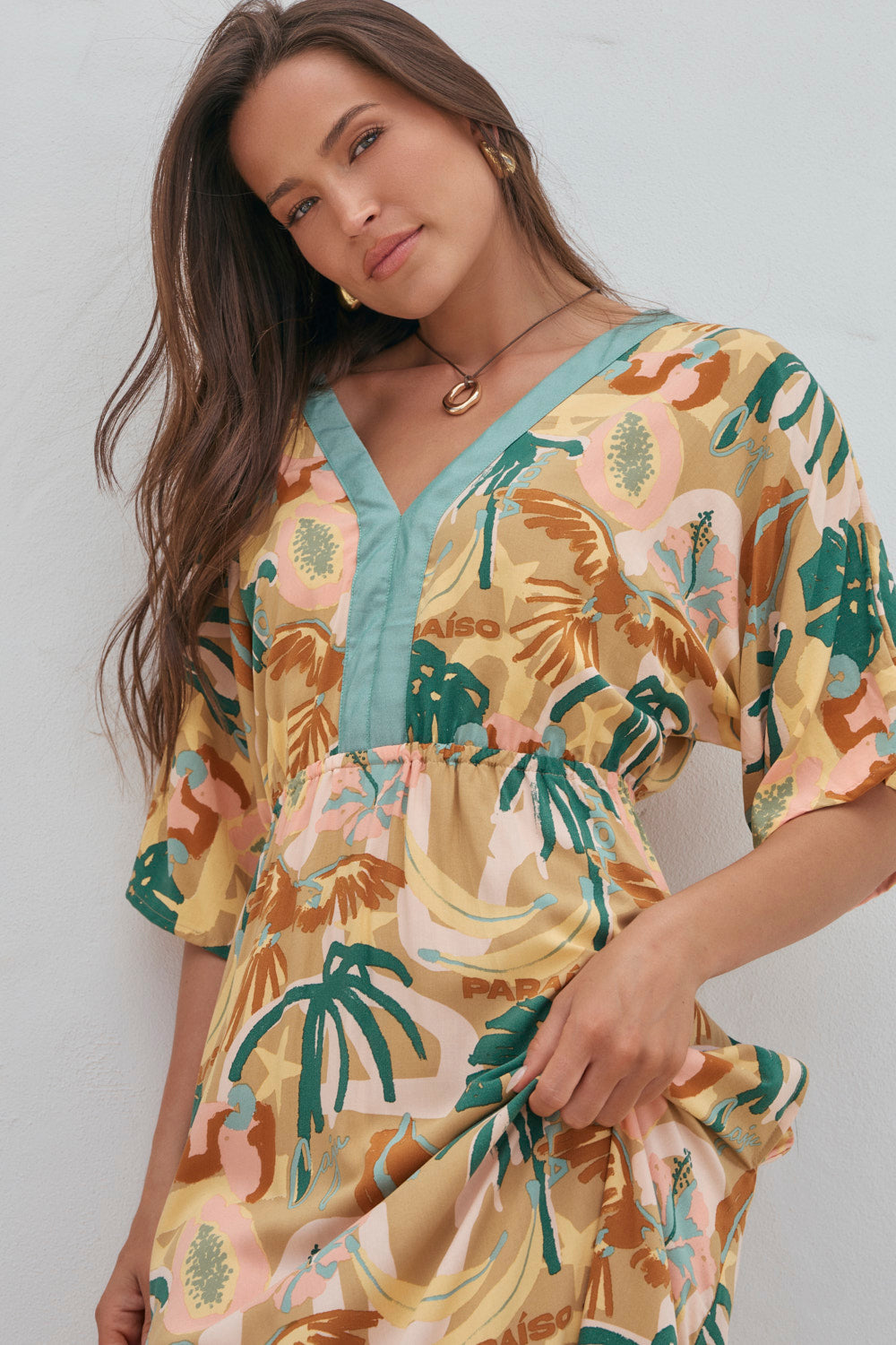 Emily V-Neck Dress in Sunspell