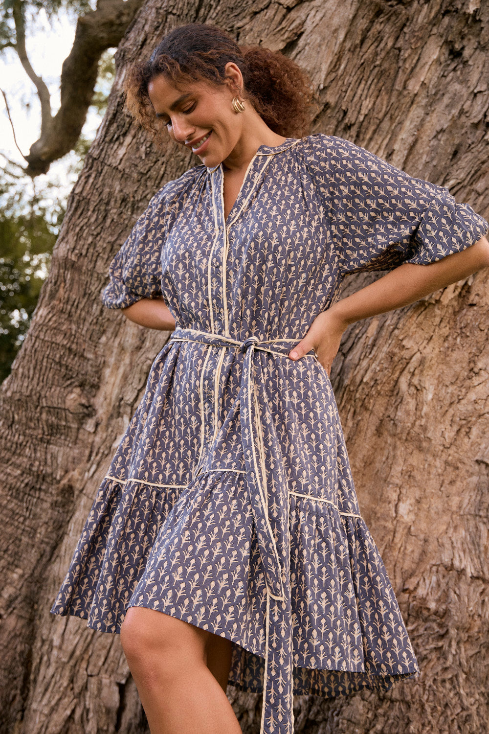 Fantasia Button Though Dress in Wildfern