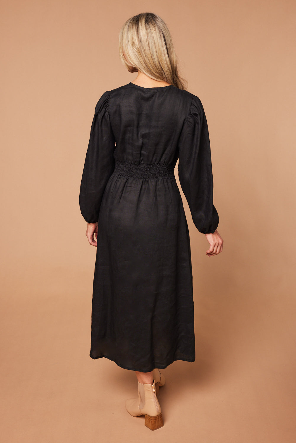 Farrah Long Sleeve Dress in Black (7152464199754)