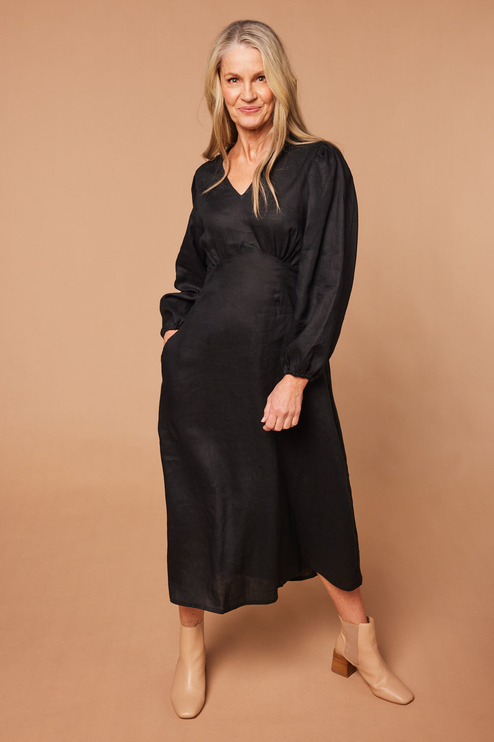 Farrah Long Sleeve Dress in Black (7152464199754)