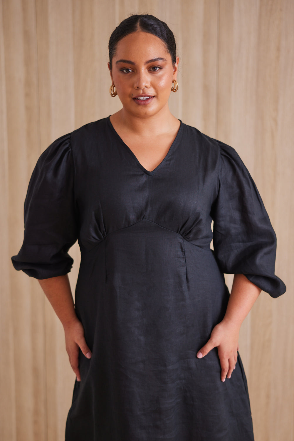 Farrah Long Sleeve Dress in Black (7152464199754)