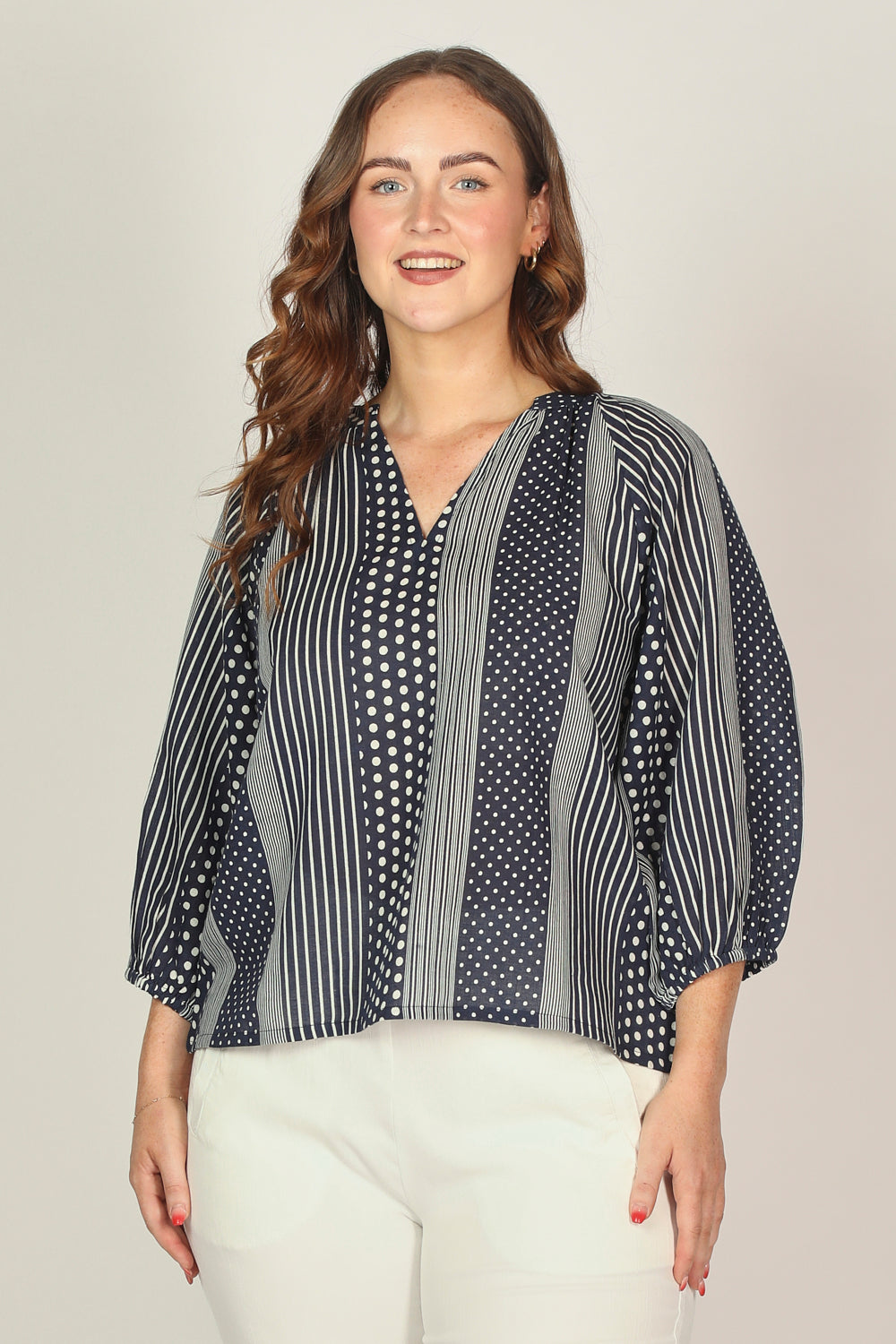 Finch Blouse in Polka Stripes