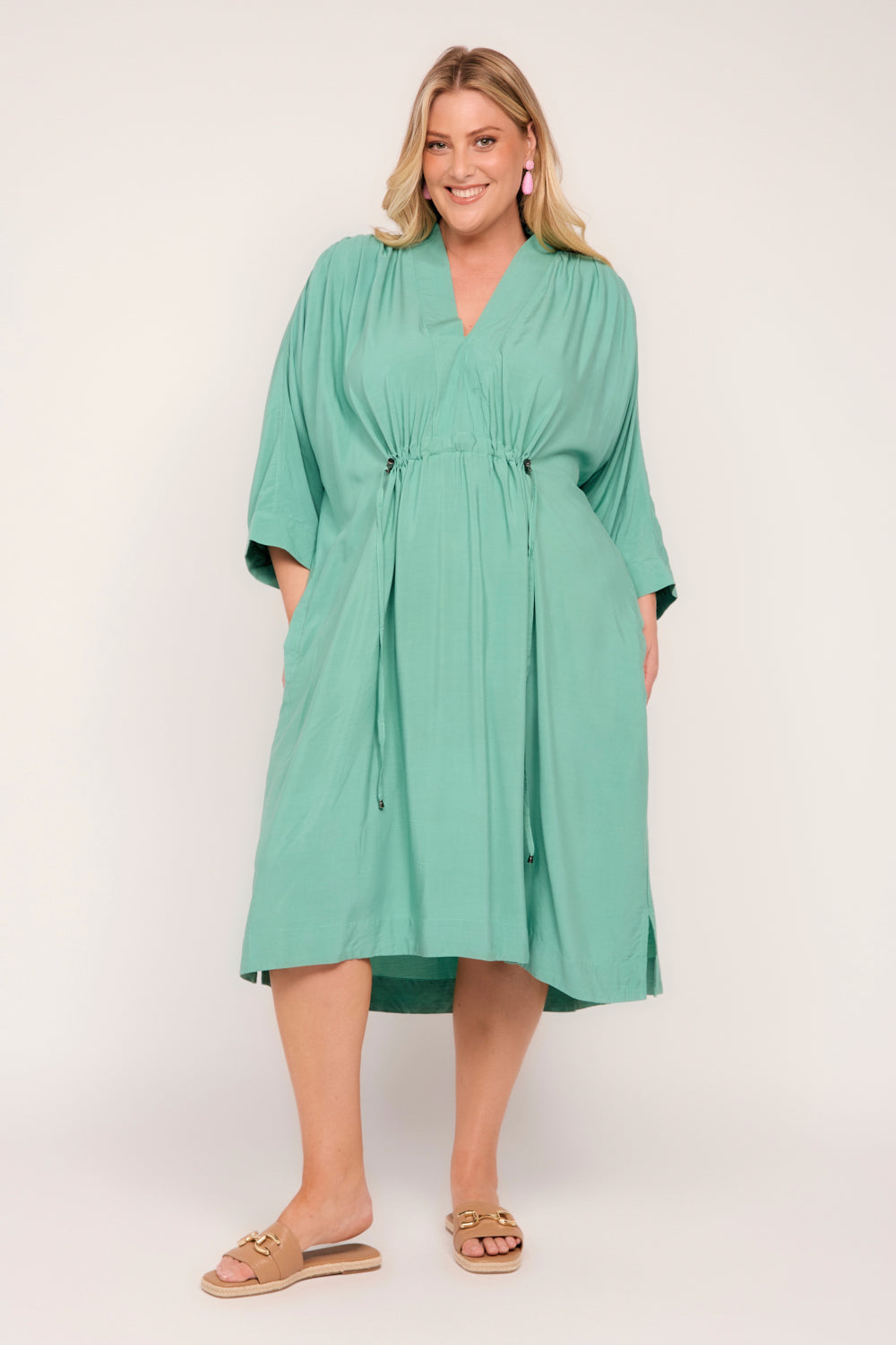 Finley Short Kaftan Dress in Mint