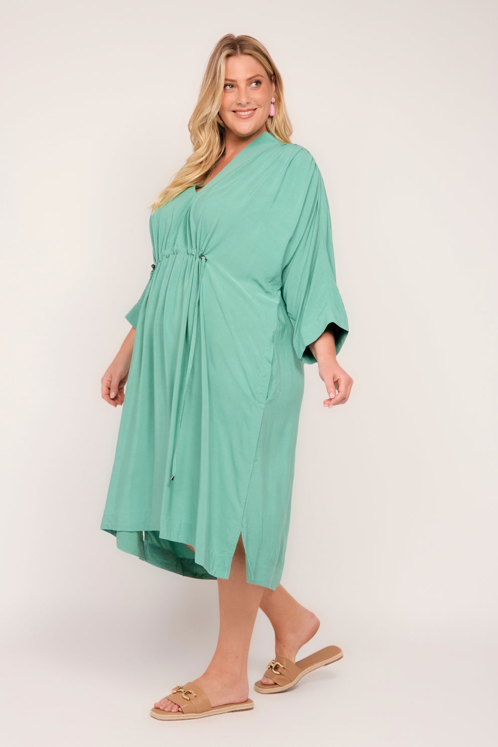 Finley Short Kaftan Dress in Mint