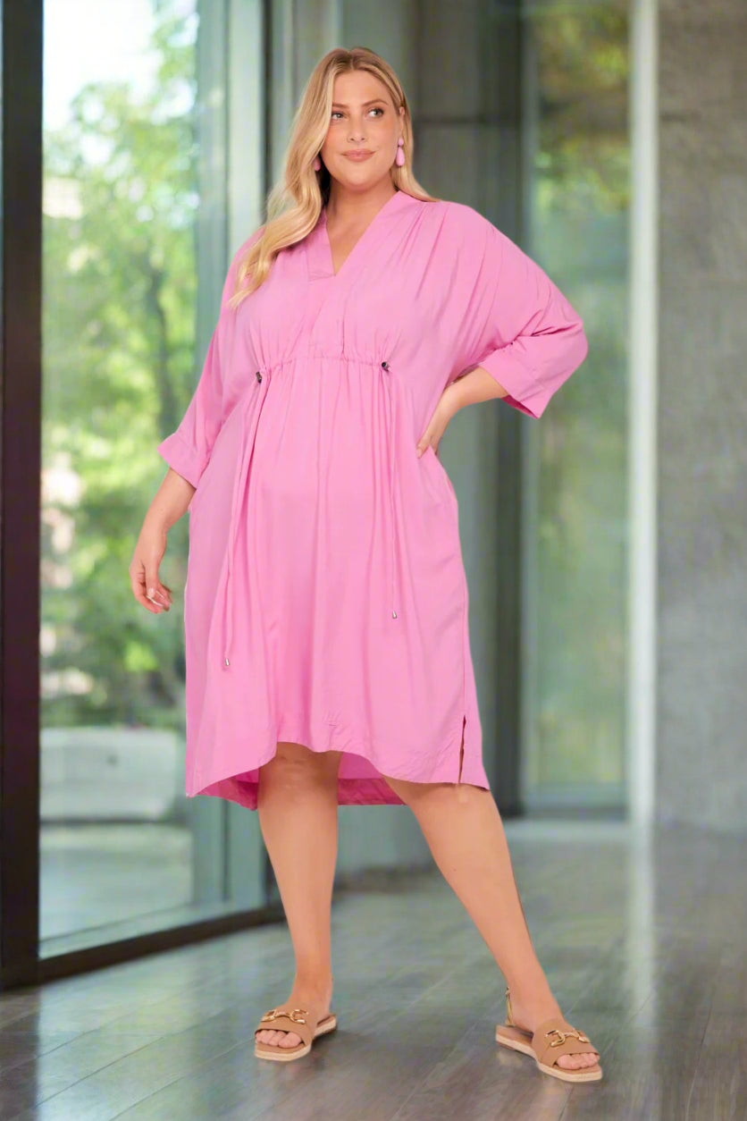 Finley Kaftan Short Dress in Pink