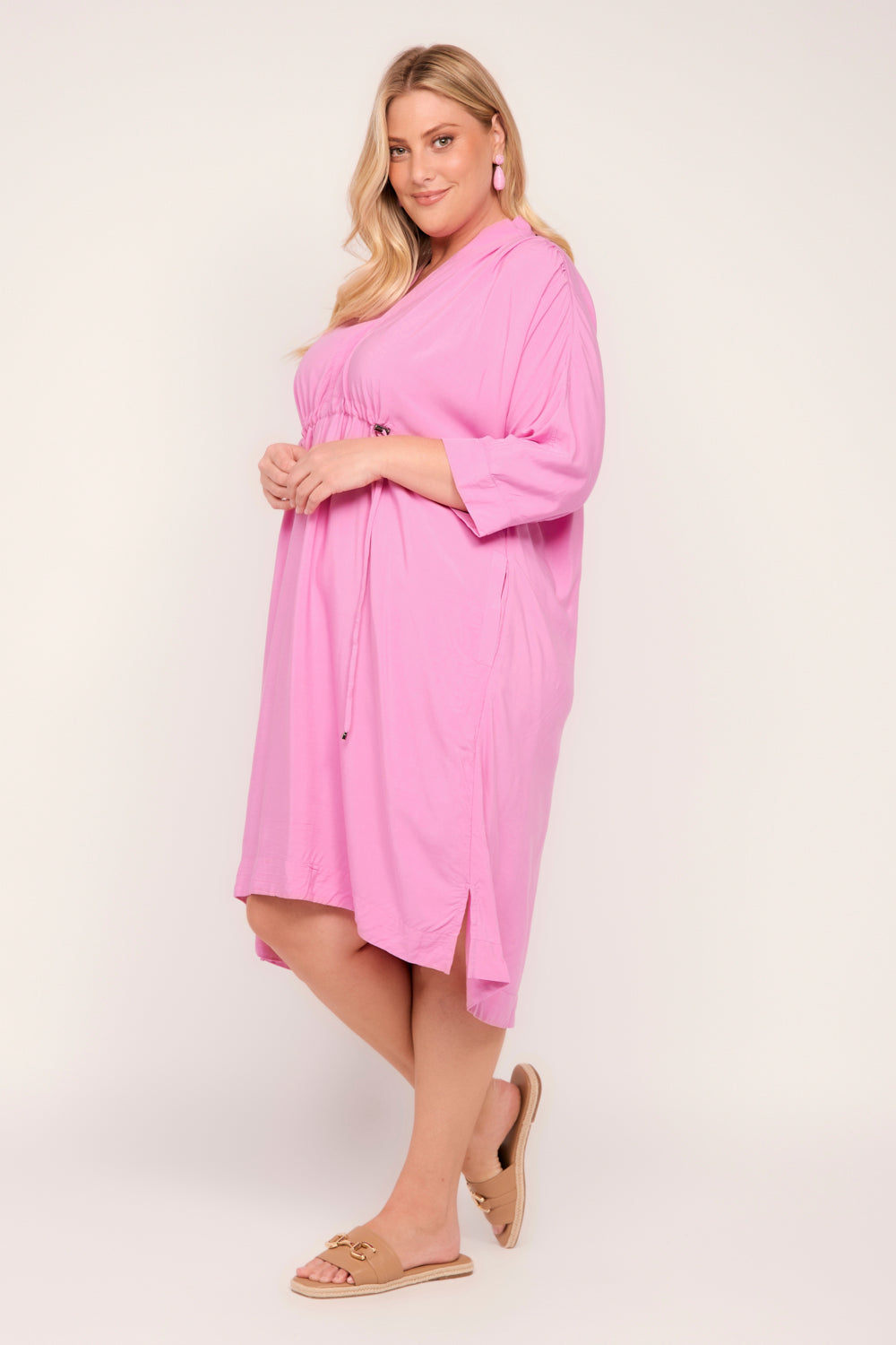 Finley Kaftan Short Dress in Pink