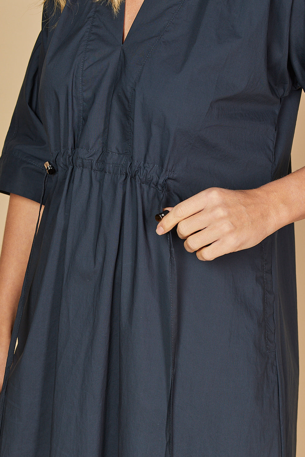 Finley Poplin Kaftan Dress in Navy