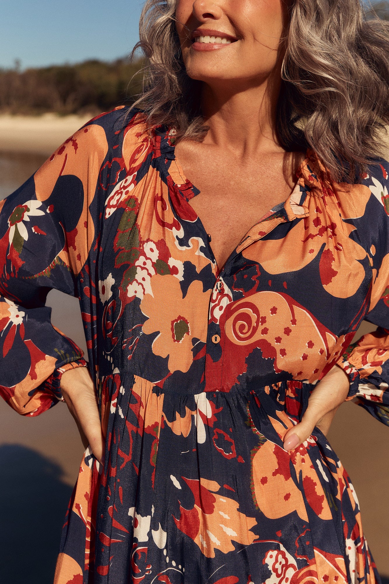 Freya Cotton Silk Reversible Dress in Wildwood