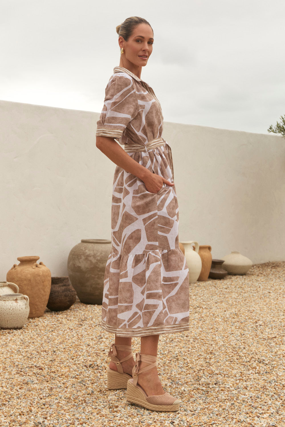 Ginette Collared Dress in Fjorde Stone