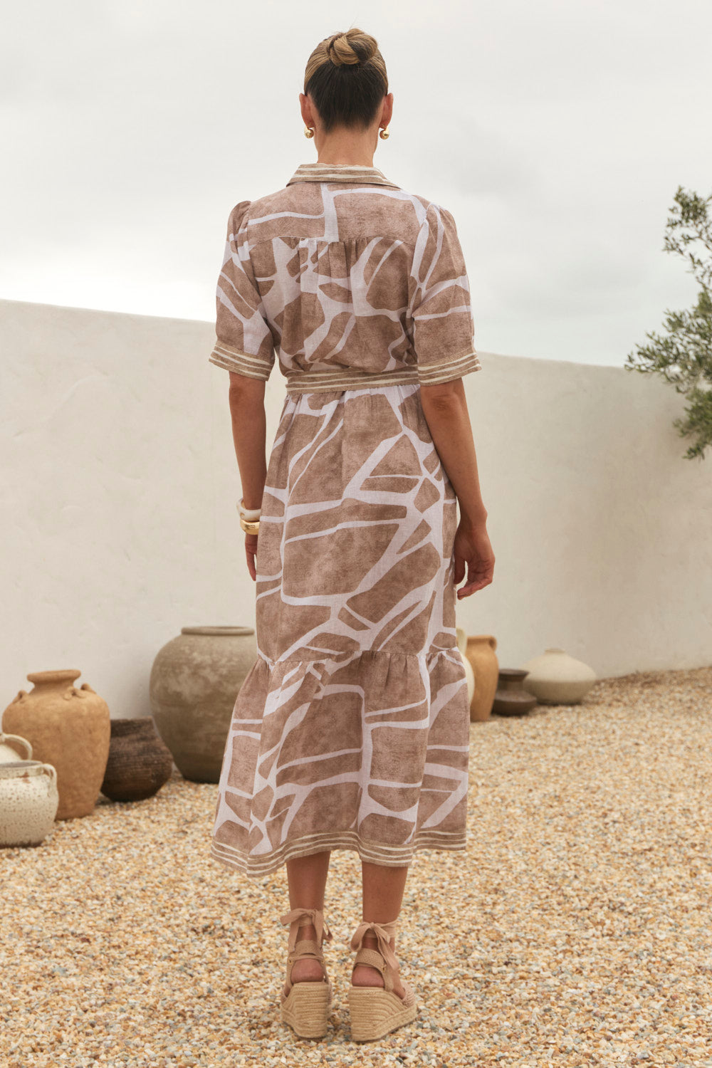 Ginette Collared Dress in Fjorde Stone