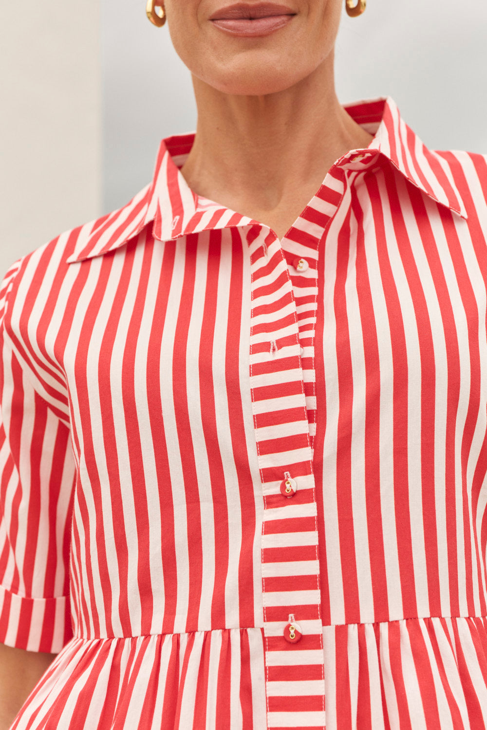 Ginette Short Dress in Red Stripe