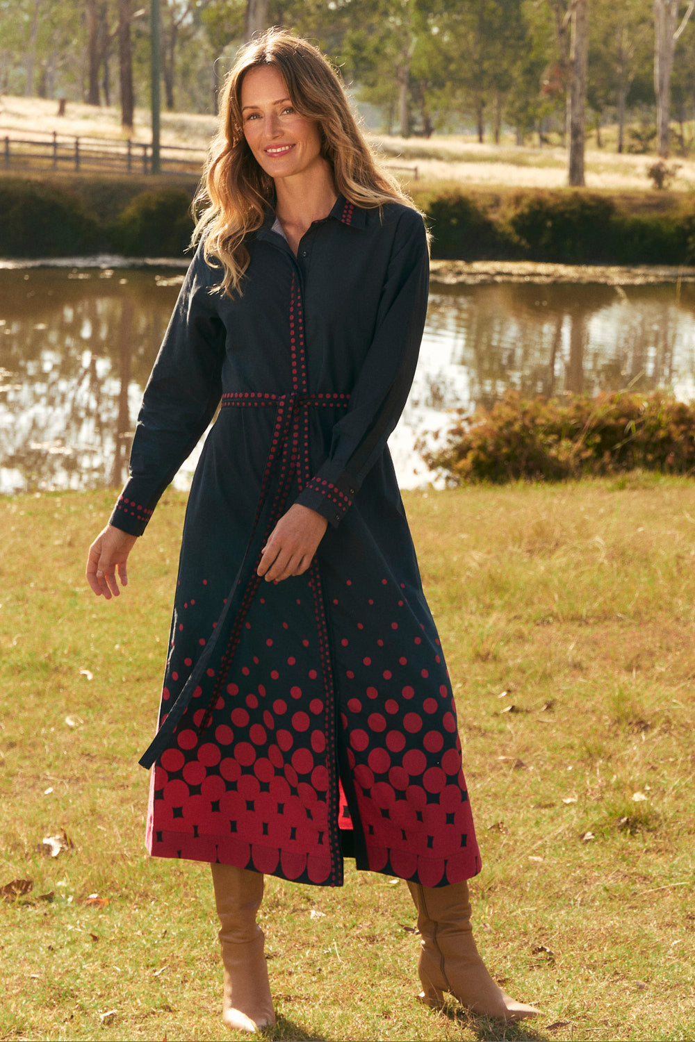 Gracie Collared Dress in Ombre Orbit