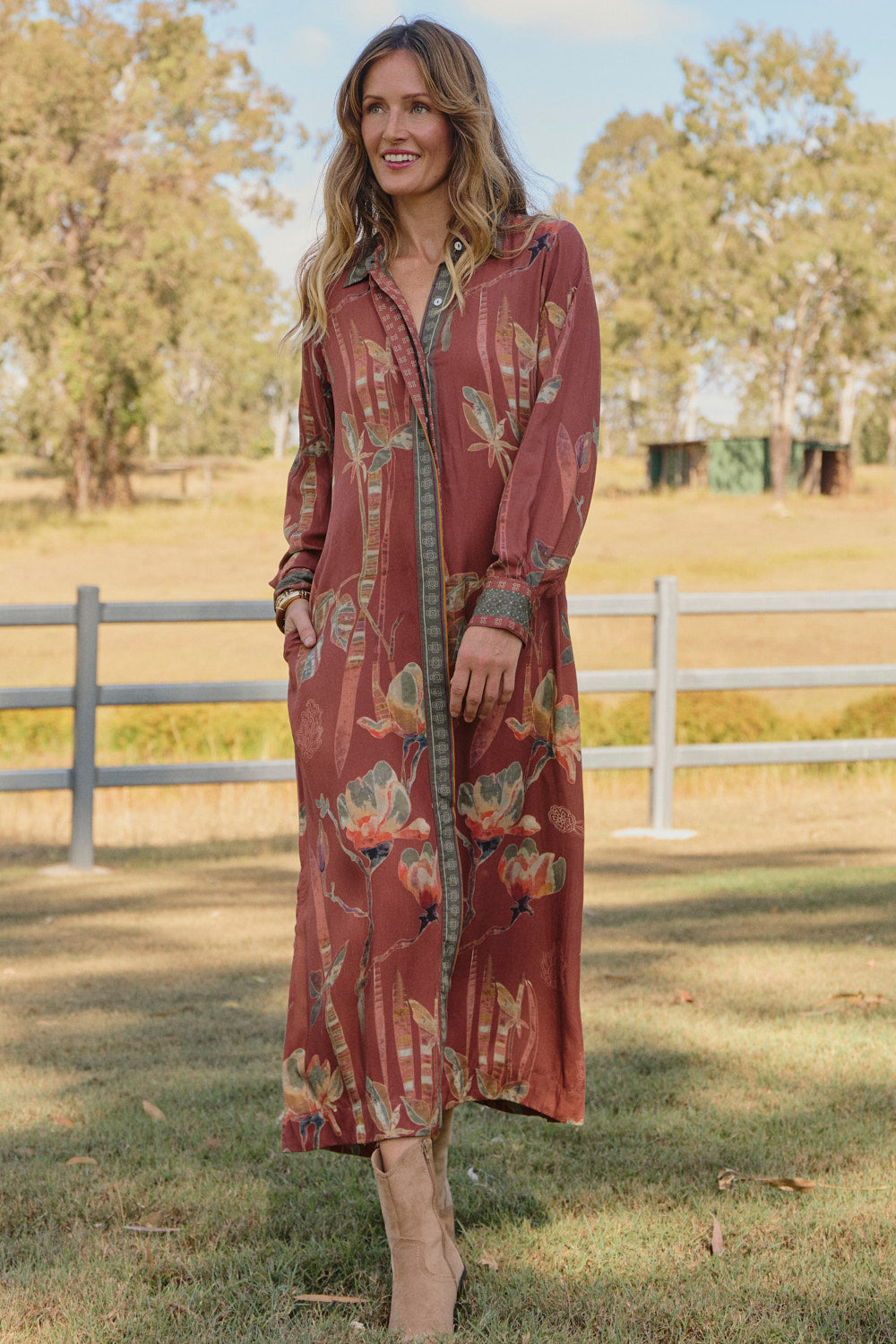 Gracie Collared Dress in Outback