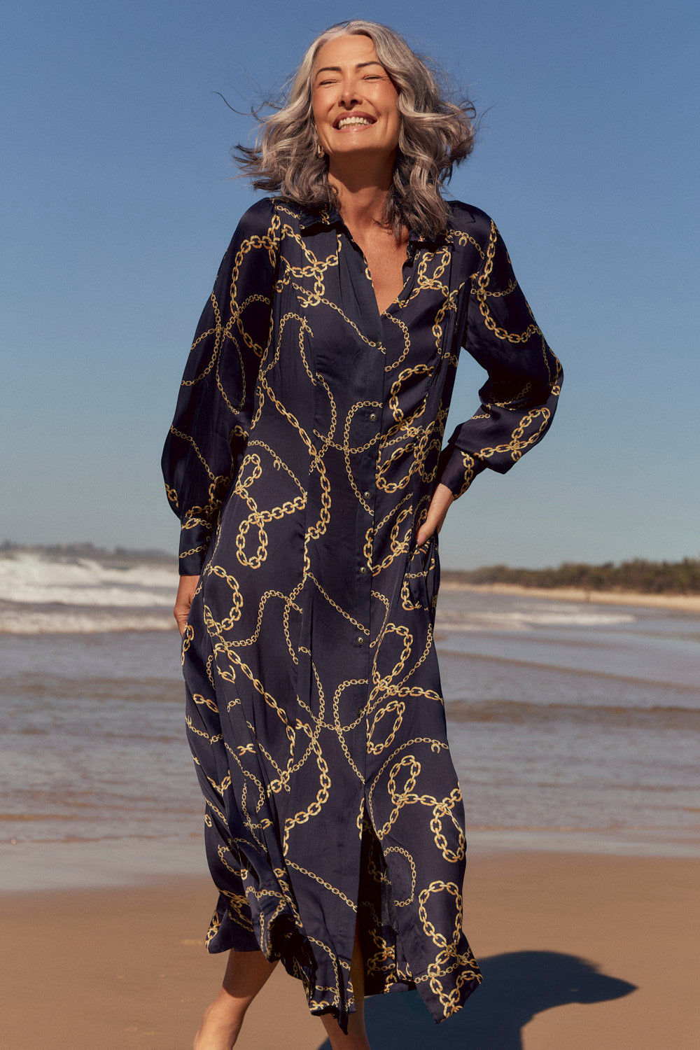 Greta Collared Dress in Meridian