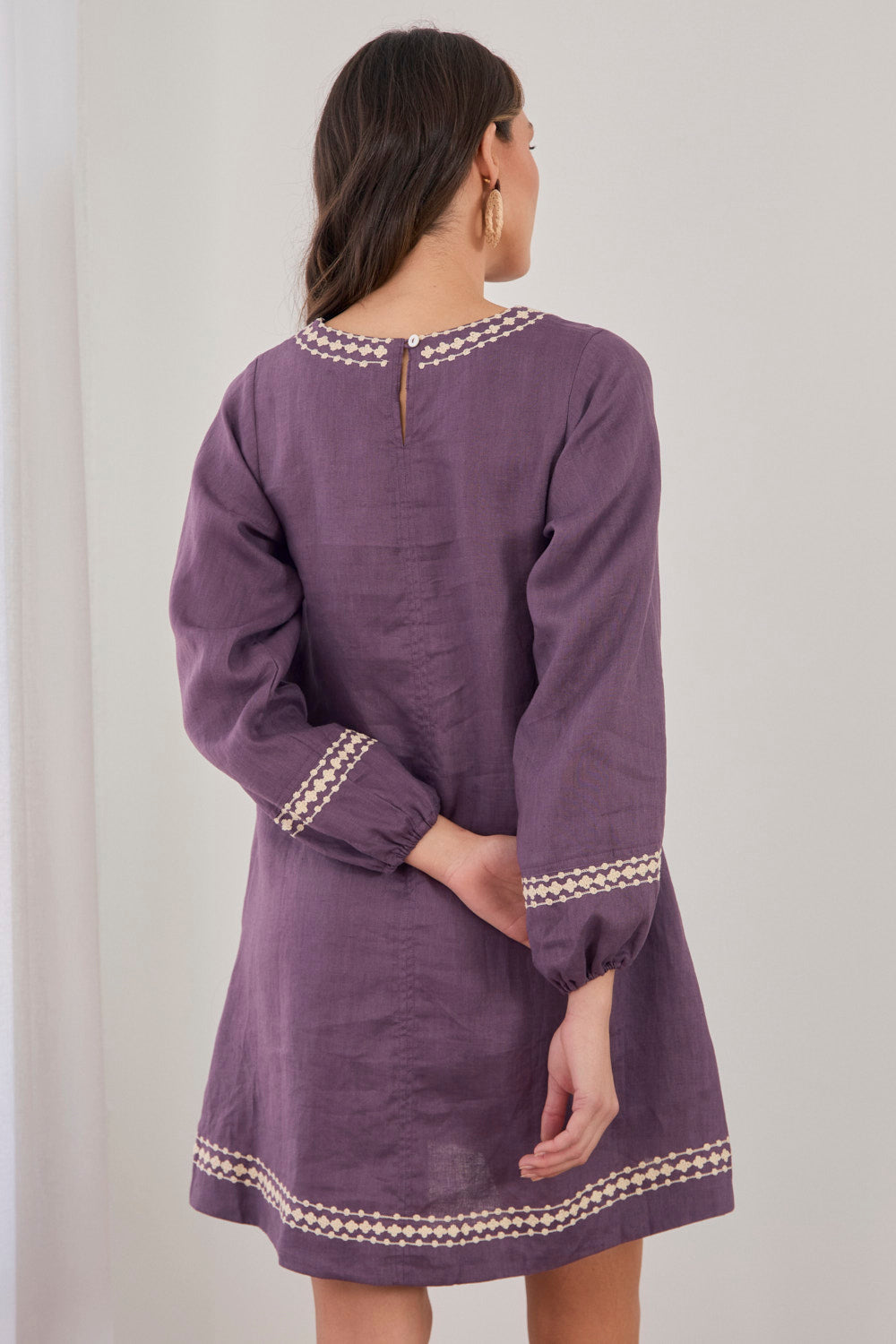 Hazel Linen Short Dress in Merlot Dream