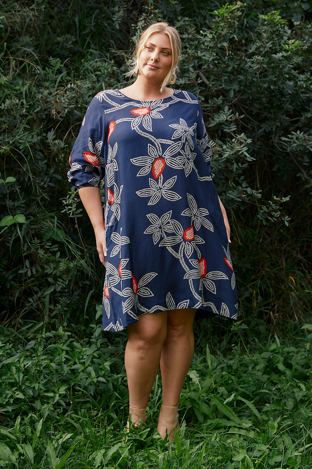 Hazel Short Shift Dress in Ikebana