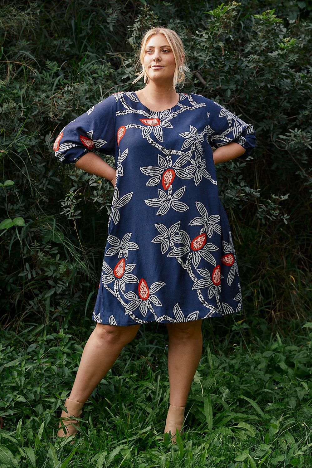 Hazel Short Shift Dress in Ikebana