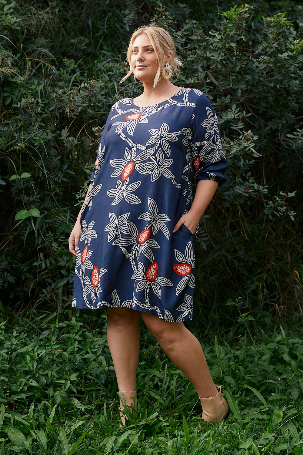 Hazel Short Shift Dress in Ikebana