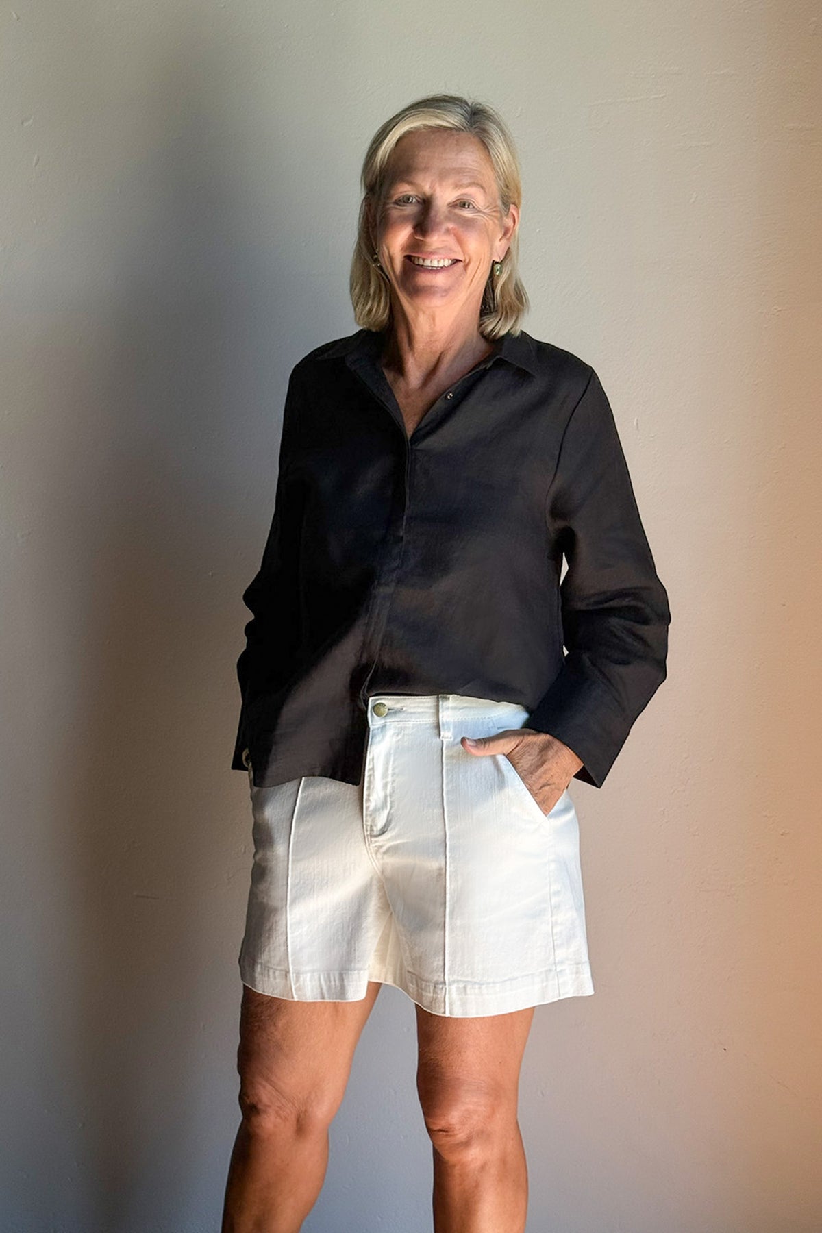 Oversized Linen Boyfriend Shirt in Black