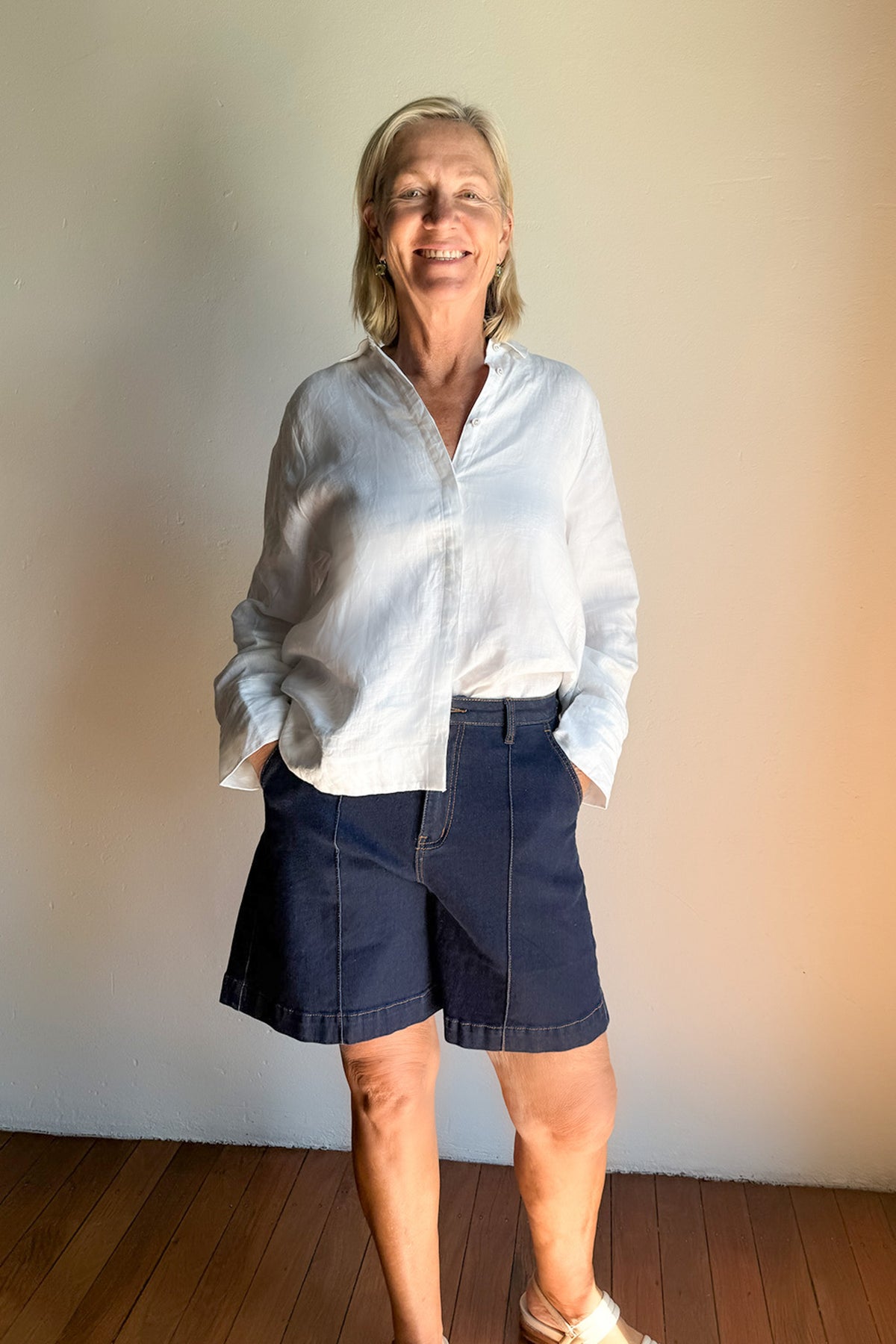 Oversized Linen Boyfriend Shirt in White