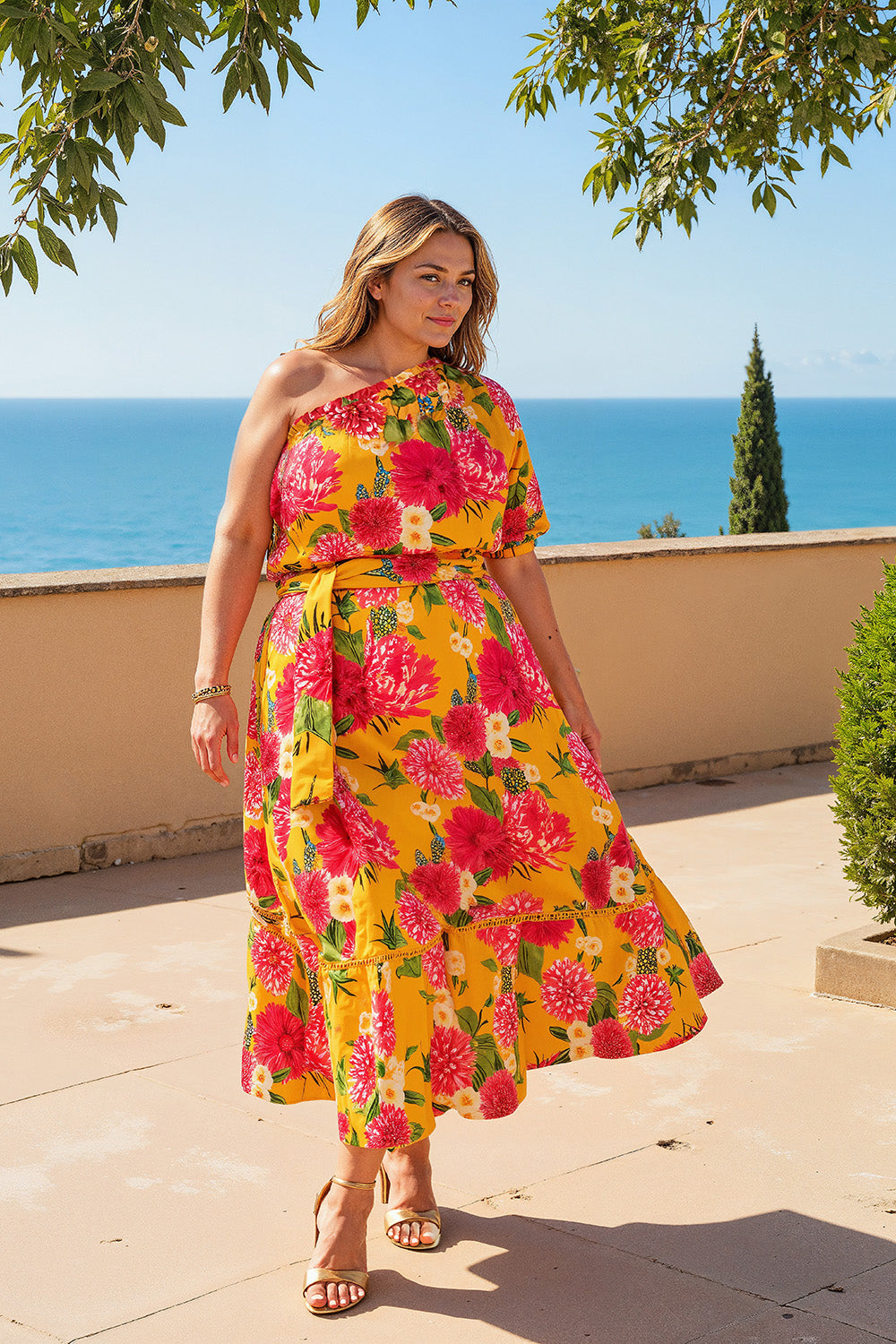 Lou Lou Tiered Dress in Dreaming Dahlias