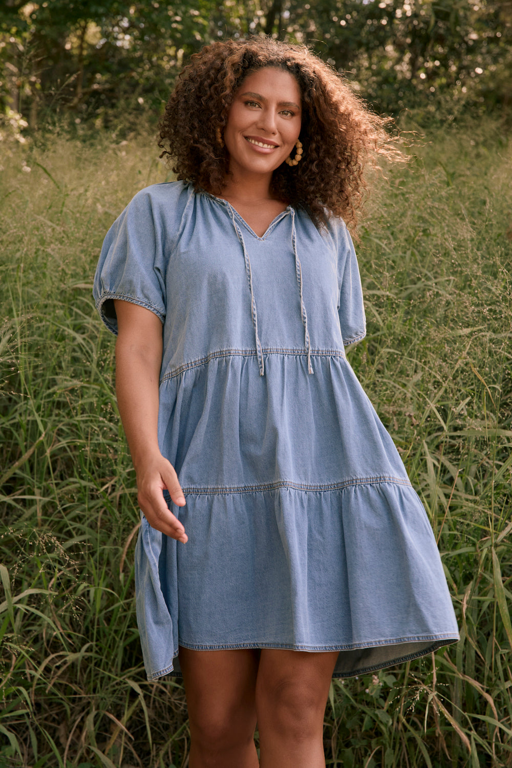 Ismay Chambray Short Dress in Light Wash